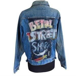 Vintage 80s Graffiti Trucker Jacket M? Blue Jean Jacket Punk Denim